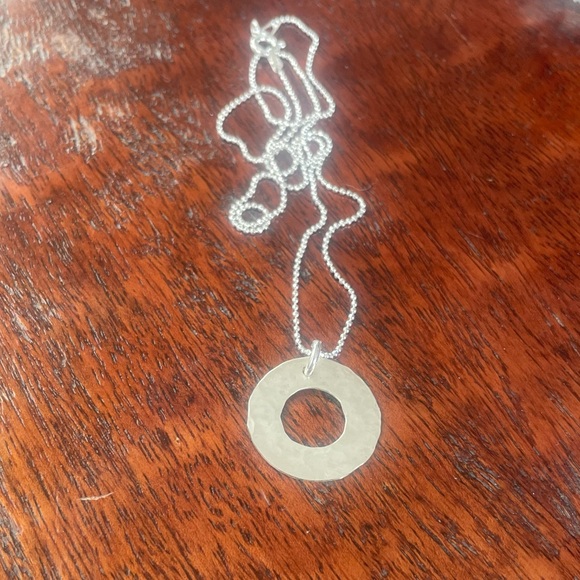 Sterling Silver Hammered Open Circle Necklace - Picture 4 of 4